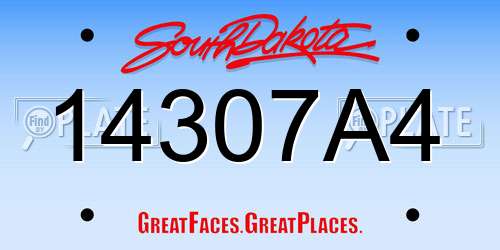 14307A4 South Dakota License Plate
