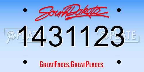 1431123 South Dakota License Plate