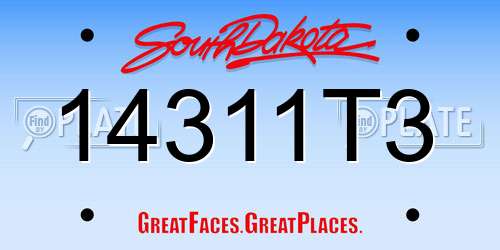 14311T3 South Dakota License Plate