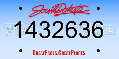 1432636 South Dakota License Plate