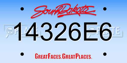 14326E6 South Dakota License Plate