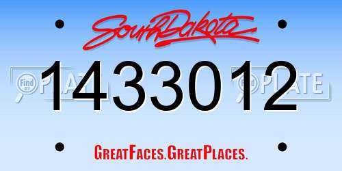 1433012 South Dakota License Plate