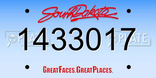 1433017 South Dakota License Plate
