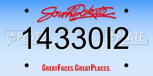 14330I2 South Dakota License Plate