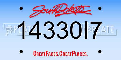14330I7 South Dakota License Plate