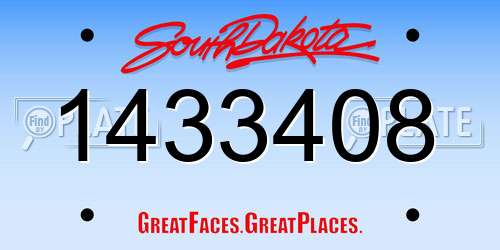 1433408 South Dakota License Plate