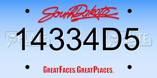 14334D5 South Dakota License Plate