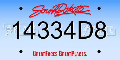 14334D8 South Dakota License Plate