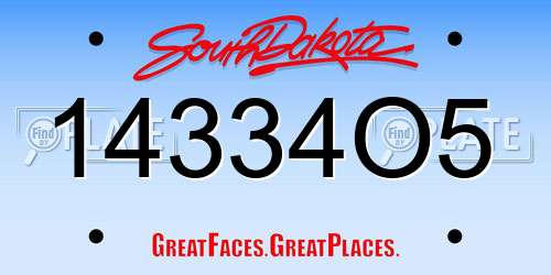 14334O5 South Dakota License Plate