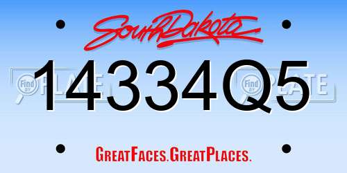14334Q5 South Dakota License Plate
