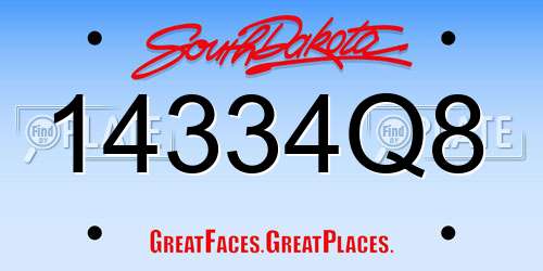 14334Q8 South Dakota License Plate