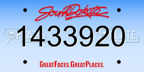 1433920 South Dakota License Plate