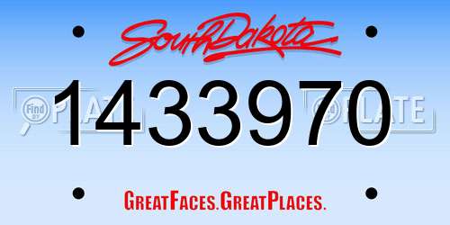 1433970 South Dakota License Plate