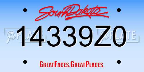14339Z0 South Dakota License Plate