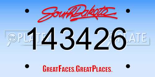 143426 South Dakota License Plate