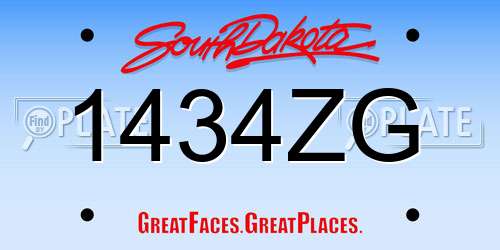 1434ZG South Dakota License Plate