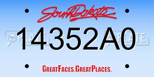 14352A0 South Dakota License Plate