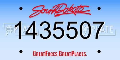1435507 South Dakota License Plate