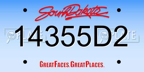 14355D2 South Dakota License Plate