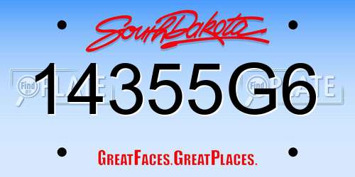 14355G6 South Dakota License Plate