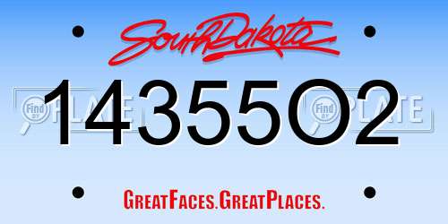 14355O2 South Dakota License Plate