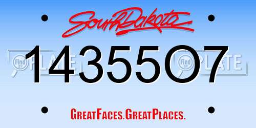 14355O7 South Dakota License Plate