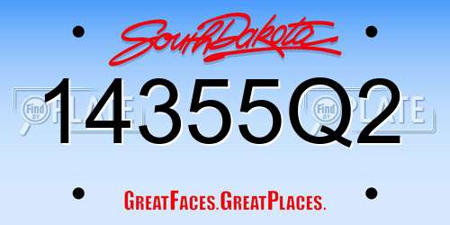 14355Q2 South Dakota License Plate