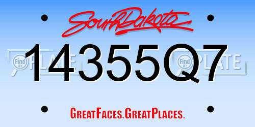 14355Q7 South Dakota License Plate
