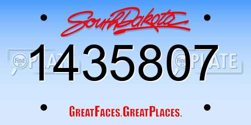 1435807 South Dakota License Plate