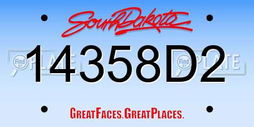 14358D2 South Dakota License Plate