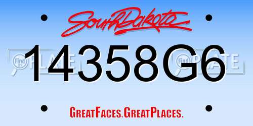 14358G6 South Dakota License Plate