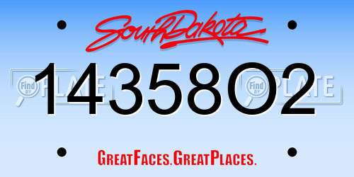 14358O2 South Dakota License Plate