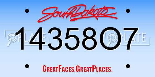 14358O7 South Dakota License Plate