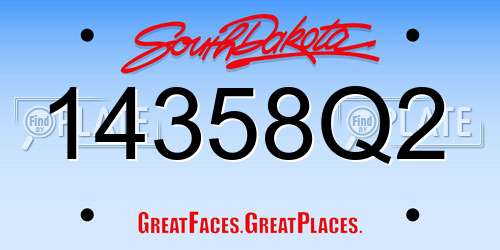 14358Q2 South Dakota License Plate