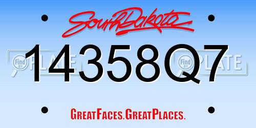 14358Q7 South Dakota License Plate