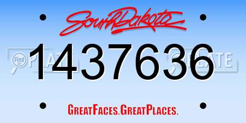 1437636 South Dakota License Plate