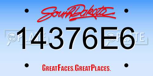14376E6 South Dakota License Plate