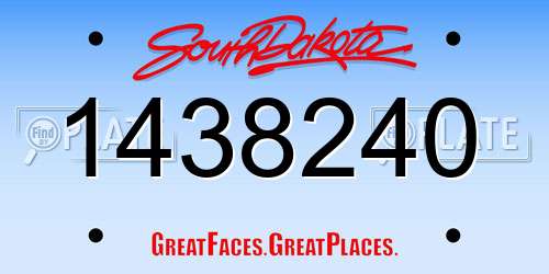 1438240 South Dakota License Plate