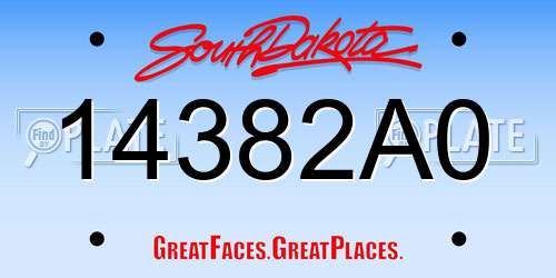 14382A0 South Dakota License Plate