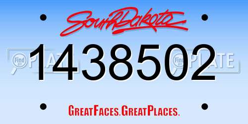 1438502 South Dakota License Plate