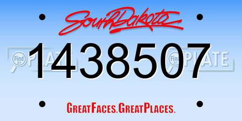 1438507 South Dakota License Plate