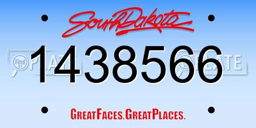 1438566 South Dakota License Plate