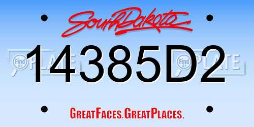 14385D2 South Dakota License Plate