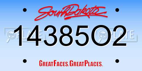 14385O2 South Dakota License Plate