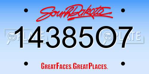 14385O7 South Dakota License Plate