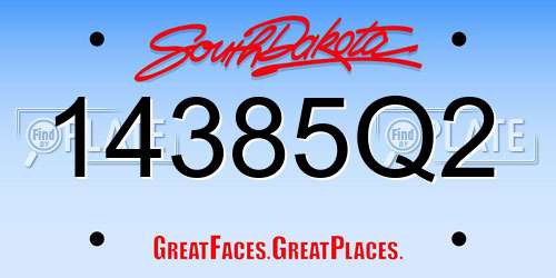 14385Q2 South Dakota License Plate
