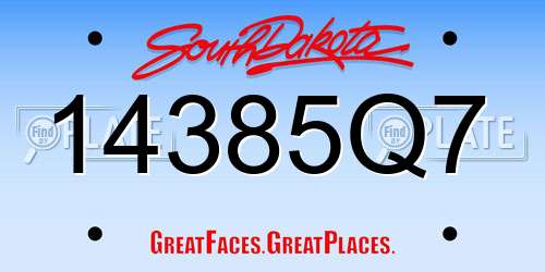 14385Q7 South Dakota License Plate