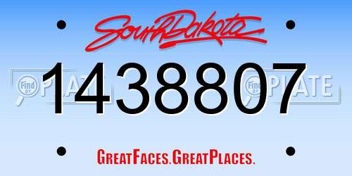 1438807 South Dakota License Plate