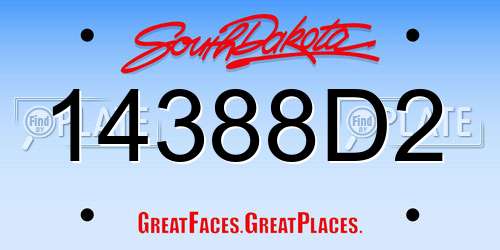 14388D2 South Dakota License Plate