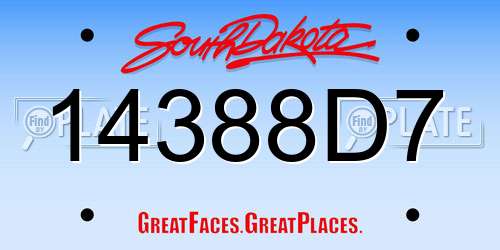 14388D7 South Dakota License Plate